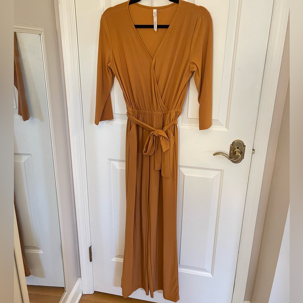 NY Collection 3/4 Sleeve V-neck Jumpsuit